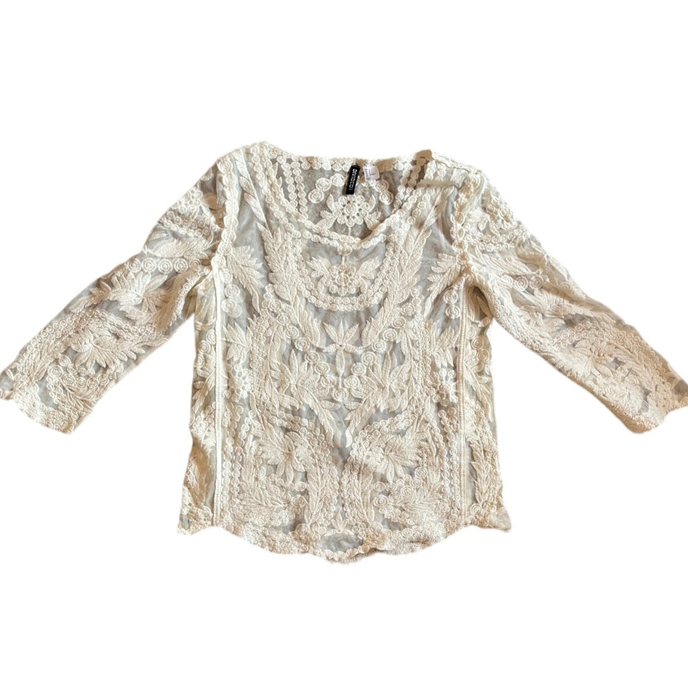 H&M Divided Lace 3/4 Sleeve Top | Women's 8 - Picture 1 of 5